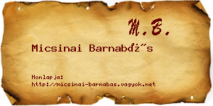 Micsinai Barnabás névjegykártya